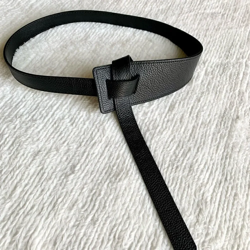 New Fashion Refined Black Pebble Leather Belt